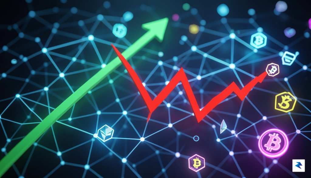 A digital visualization of a fluctuating financial graph turning from&hellip;
