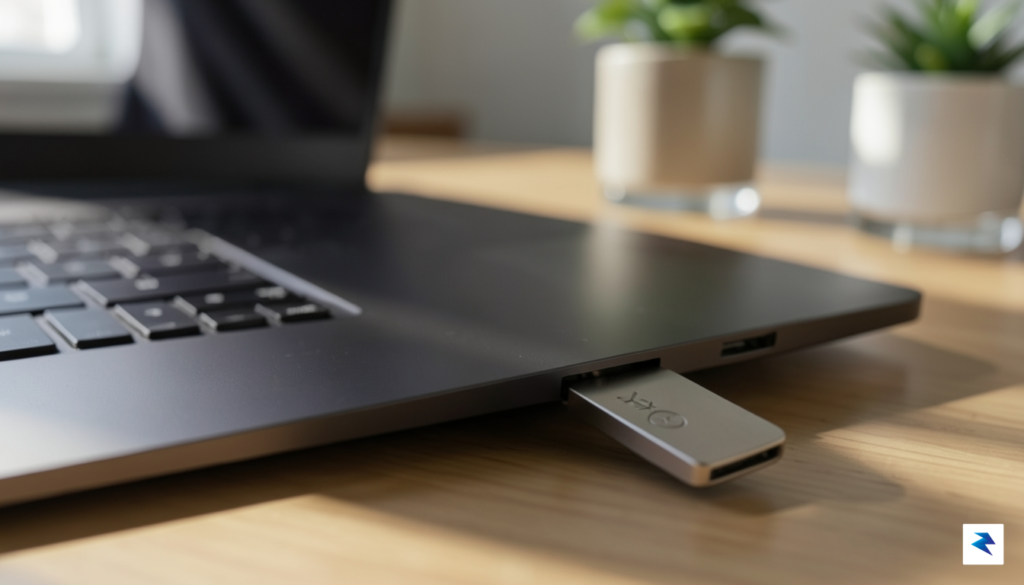 A close-up, high-quality photograph of a hardware security key (YubiKey)&hellip;