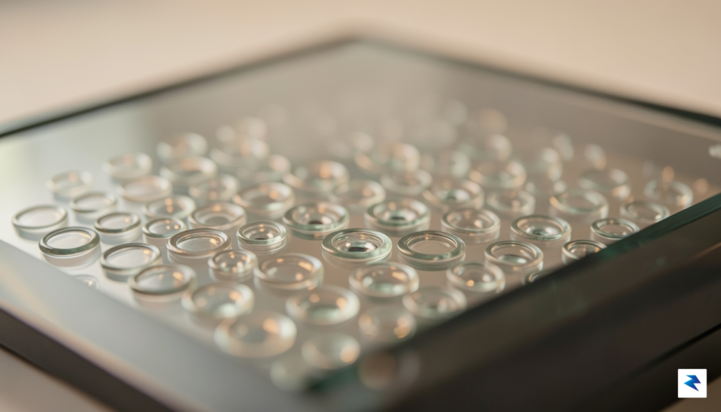 A close-up, macro-style shot of a Leica full-frame sensor reflecting&hellip;