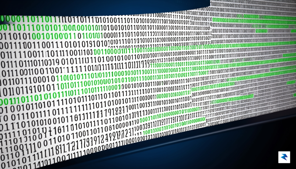 A close-up, abstract image of binary code flowing across a&hellip;
