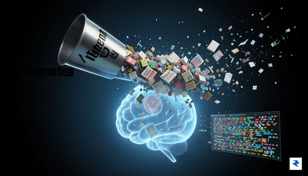 A conceptual digital illustration showing a funnel labeled 'Internet Data'&hellip;