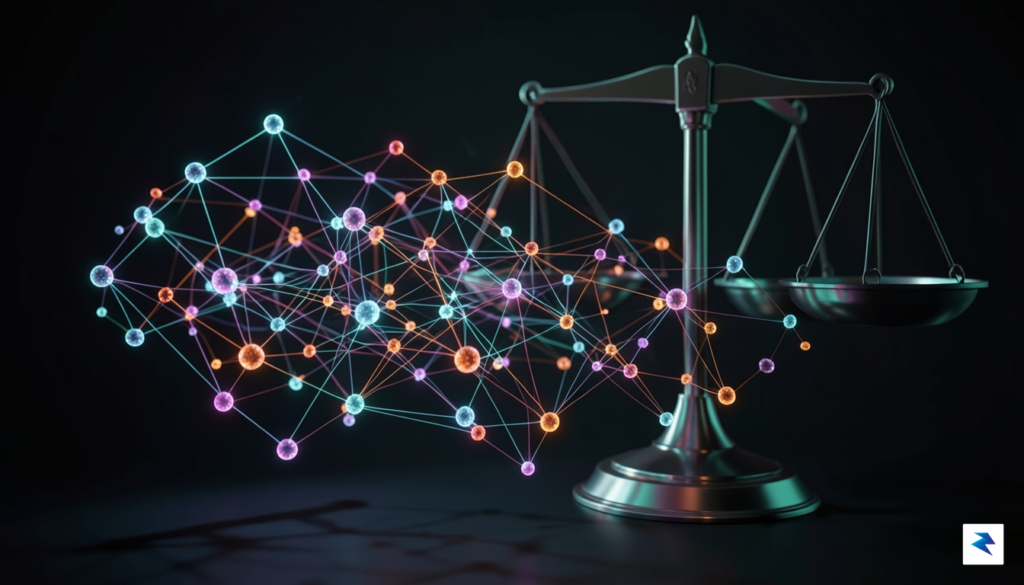 A conceptual digital visualization showing a complex, glowing web of&hellip;