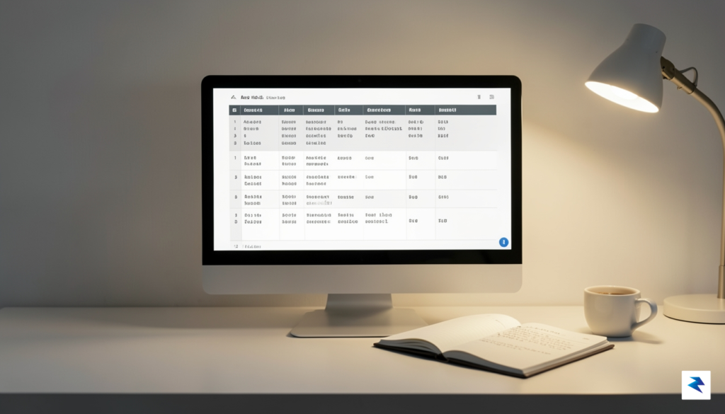 A clean, professional workspace showing a glowing monitor displaying a&hellip;