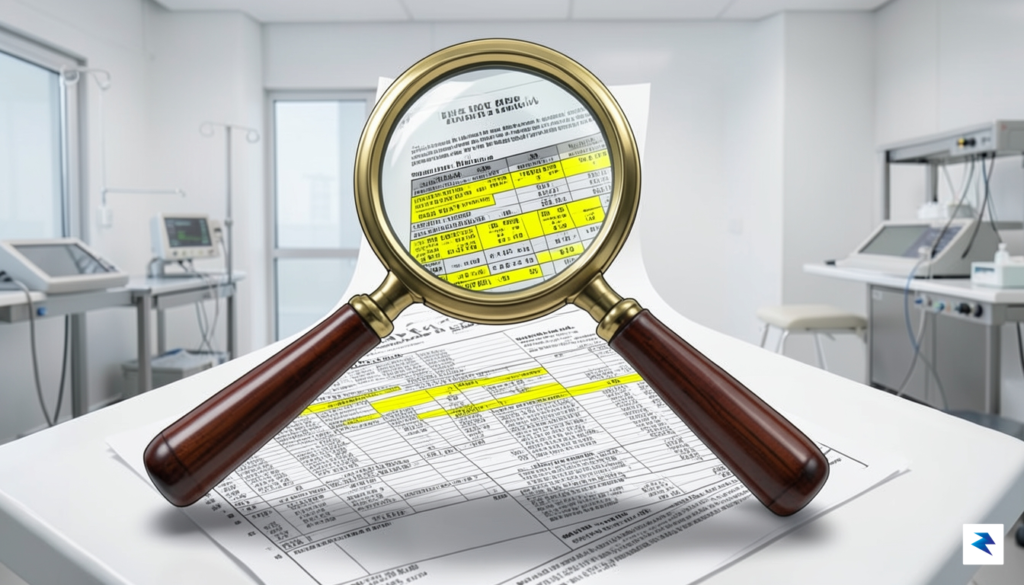 A digital illustration showing a magnifying glass hovering over a…