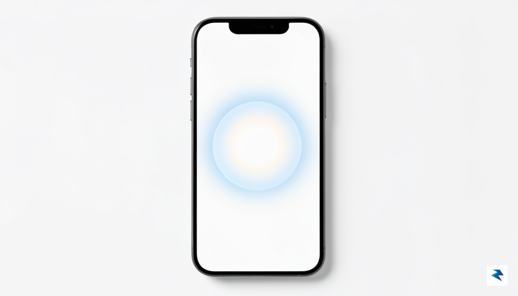 A clean, minimalist interface design showing a soft, glowing, circular&hellip;