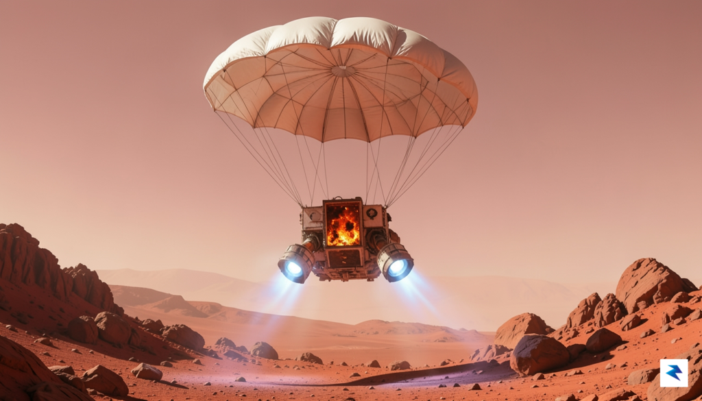 An artist's rendering of a spacecraft undergoing the Entry, Descent,&hellip;