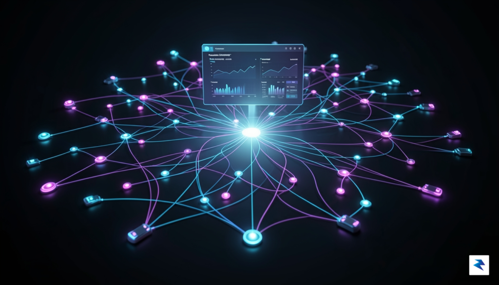 An abstract representation of a data center network map with&hellip;