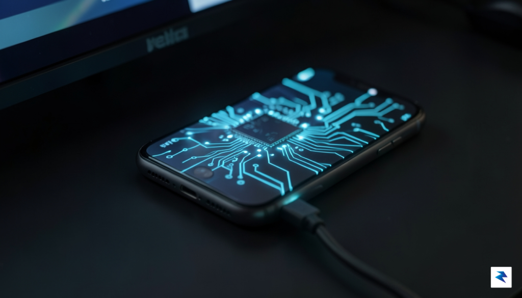 A close-up shot of an older iPhone model (like an&hellip;