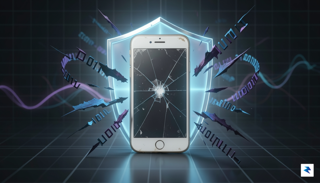 A conceptual digital illustration showing a glowing shield protecting an&hellip;