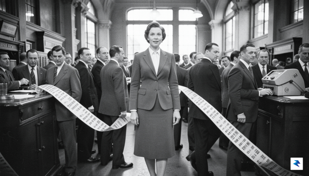 A black-and-white historical photograph of a woman in a professional&hellip;