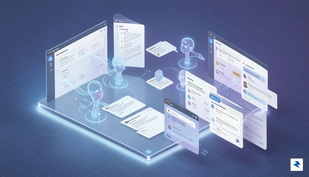 A conceptual image showing a Notion workspace with AI agents&hellip;