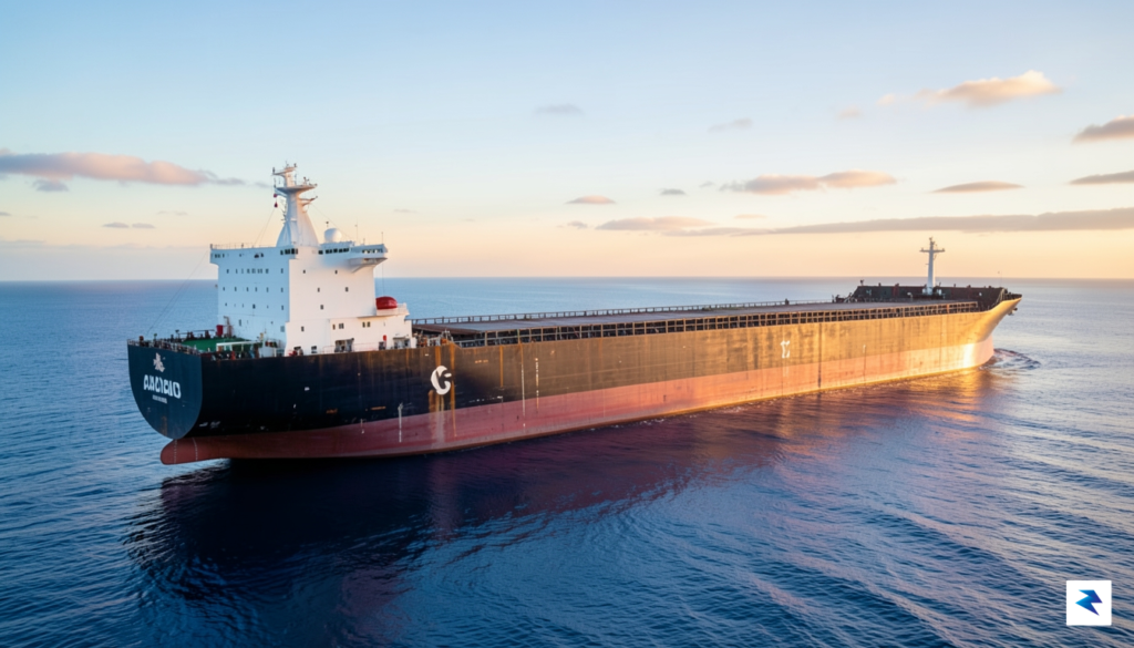 A modern oil tanker navigating calm blue waters at sunrise,&hellip;