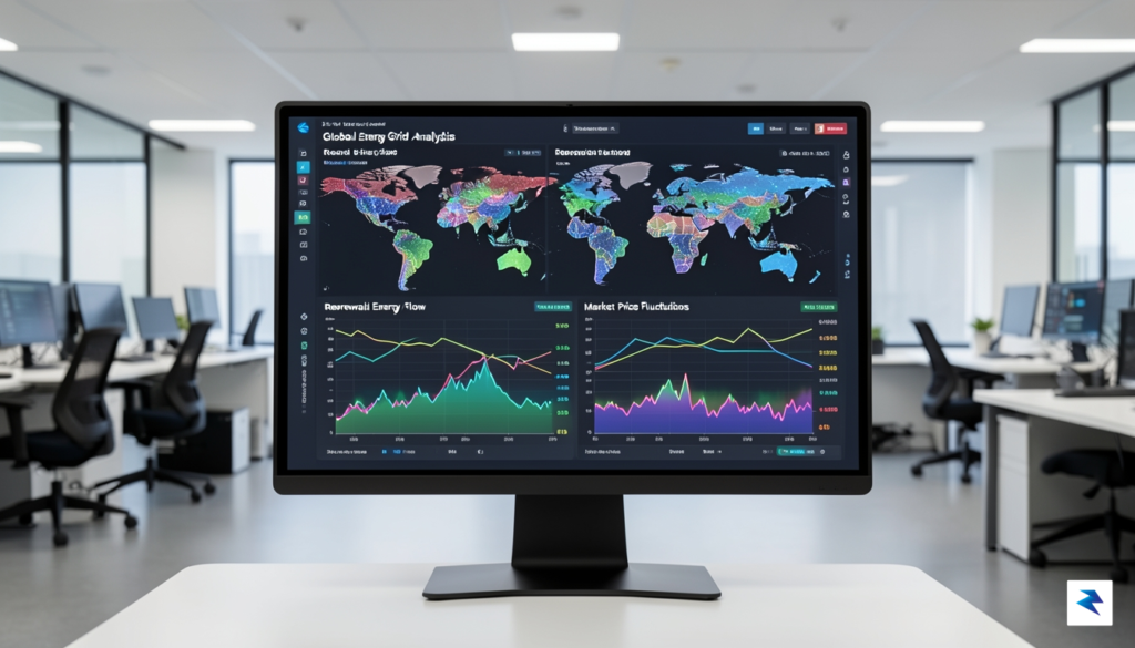 A modern, high-tech control center screen displaying a dashboard of&hellip;