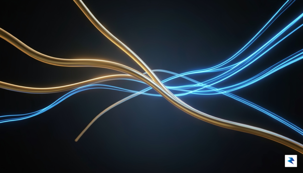 A sleek, abstract 3D visualization showing two distinct neural pathways&hellip;