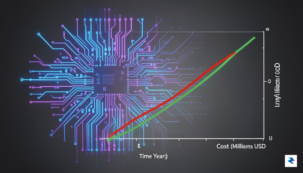 A detailed schematic of a modern AI chip with complex&hellip;
