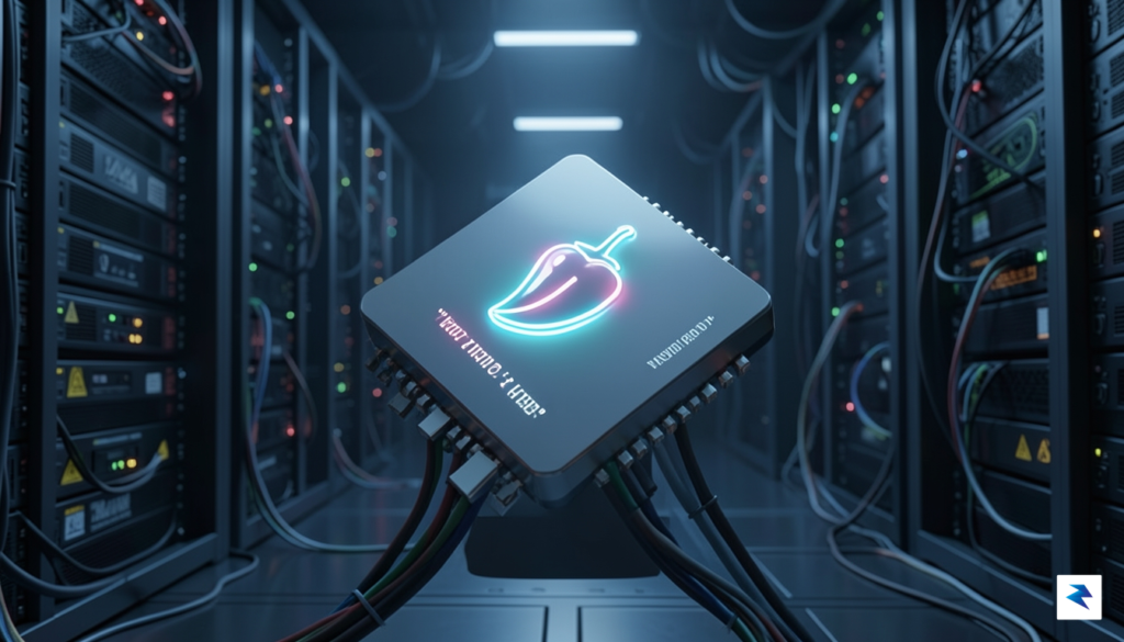 A conceptual 3D render of a futuristic, sleek, glowing silicon&hellip;