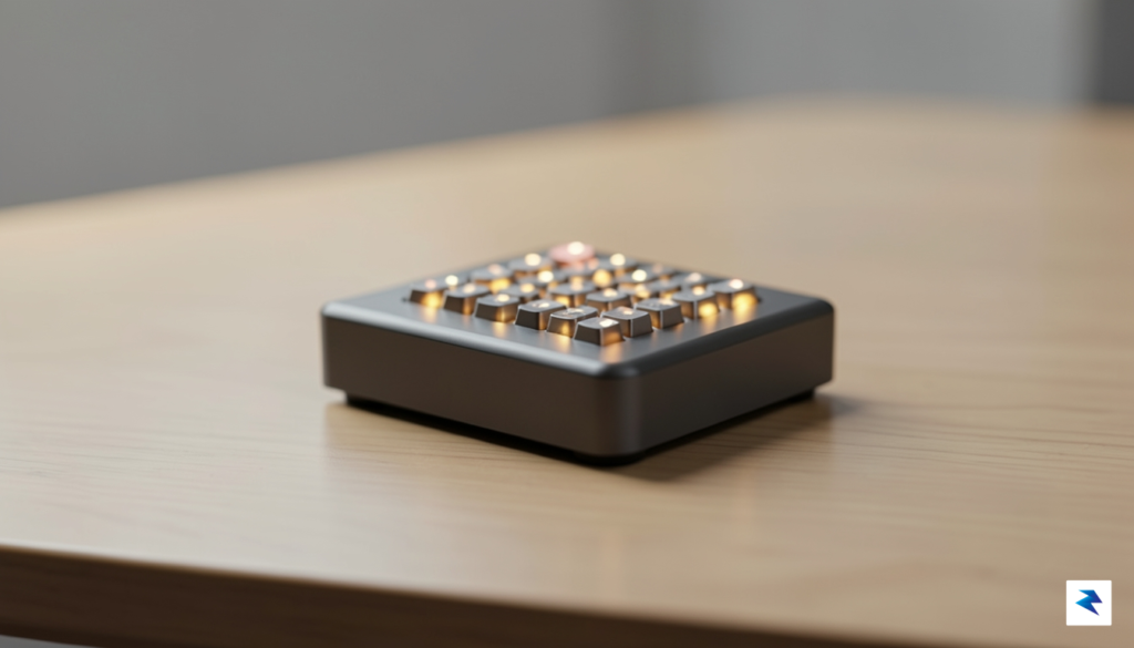 A sleek, minimalist square-shaped hardware device sitting on a clean&hellip;