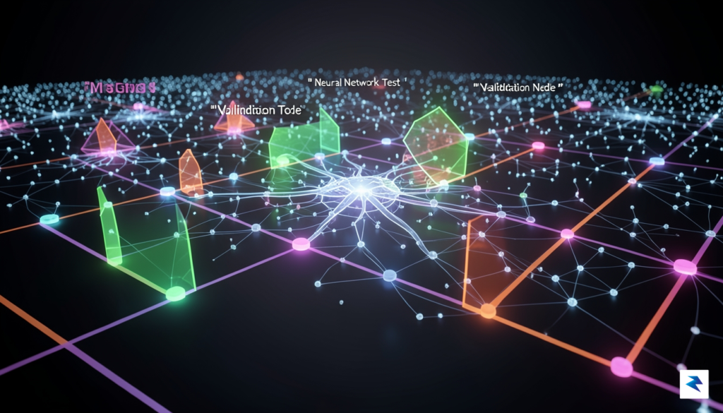 A conceptual digital landscape showing a high-tech, glowing neural network&hellip;