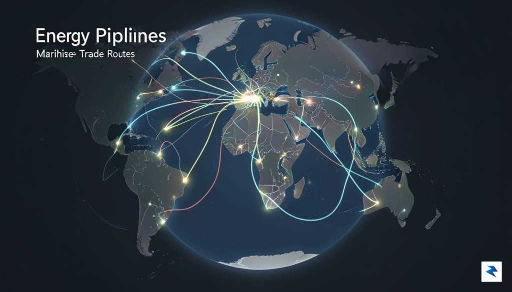A conceptual digital map showing interconnected energy pipelines and maritime&hellip;
