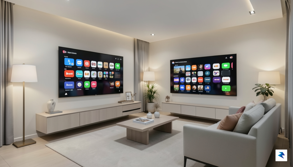 A sleek, modern living room setup with a glowing smart&hellip;