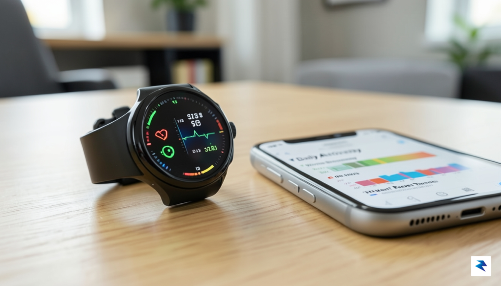 A close-up shot of a sleek modern smartwatch displaying vibrant&hellip;