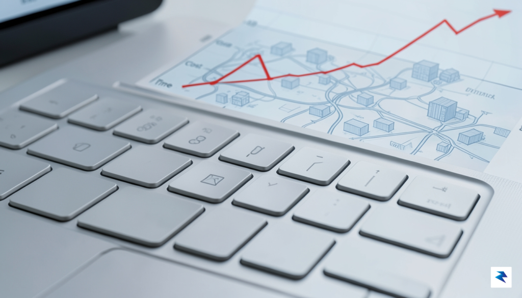 A close-up shot of a MacBook keyboard with a graph&hellip;