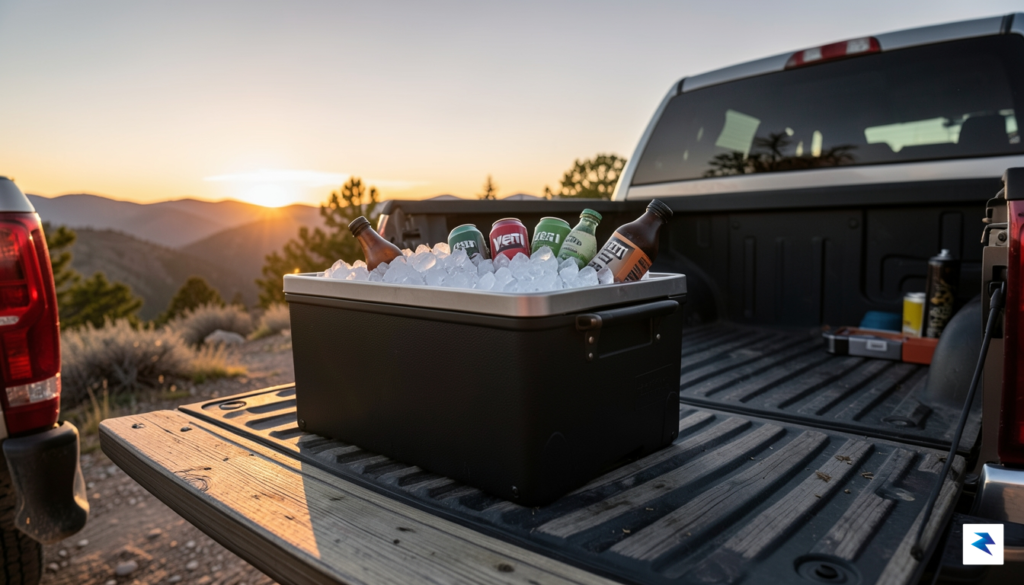 A wide-angle shot of a premium, rugged cooler sitting on&hellip;