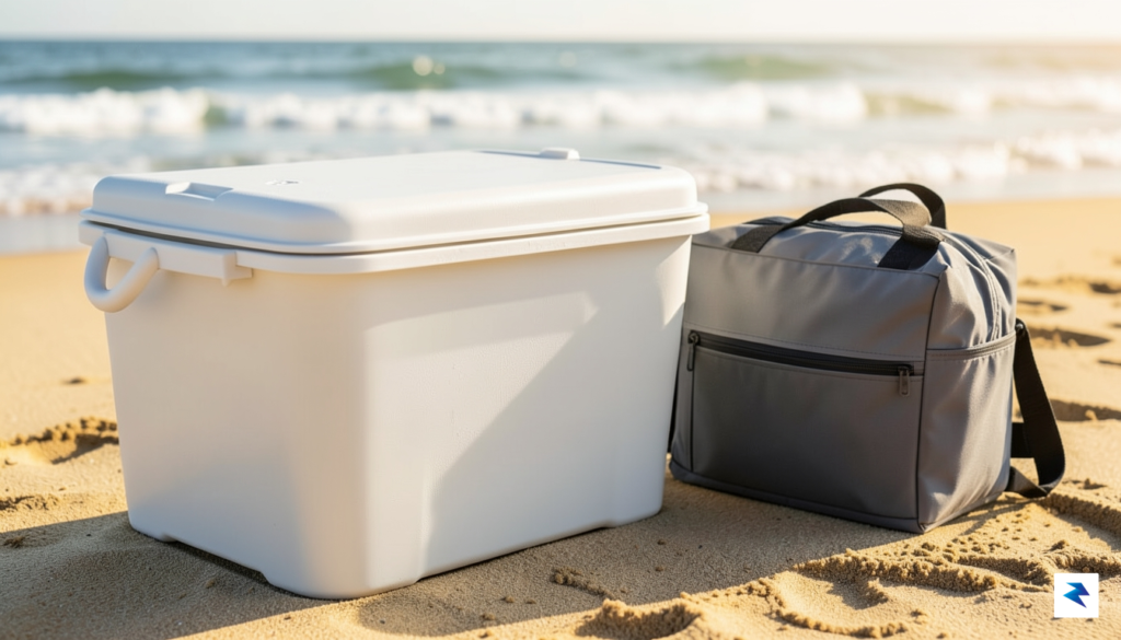 A detailed close-up shot of a rotomolded cooler exterior showing&hellip;