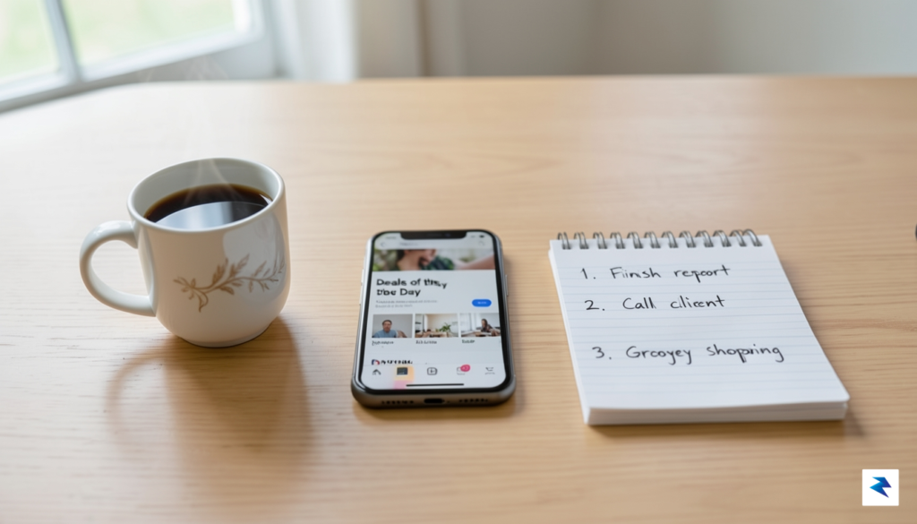 A flat-lay photograph of a clean, organized home office desk&hellip;