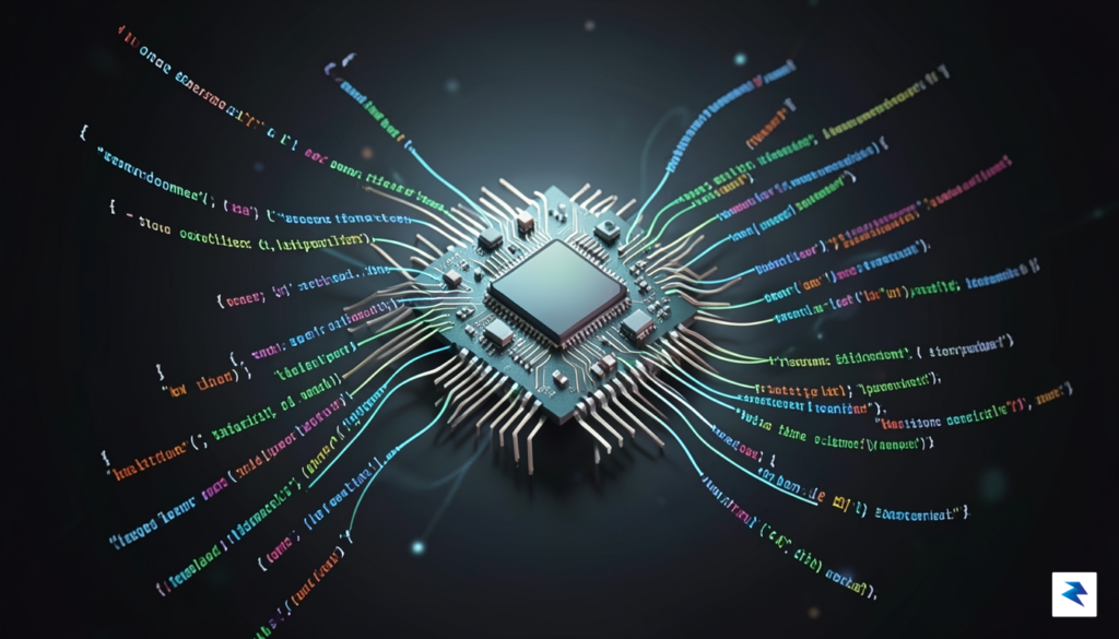A conceptual digital illustration showing a seamless connection between lines&hellip;