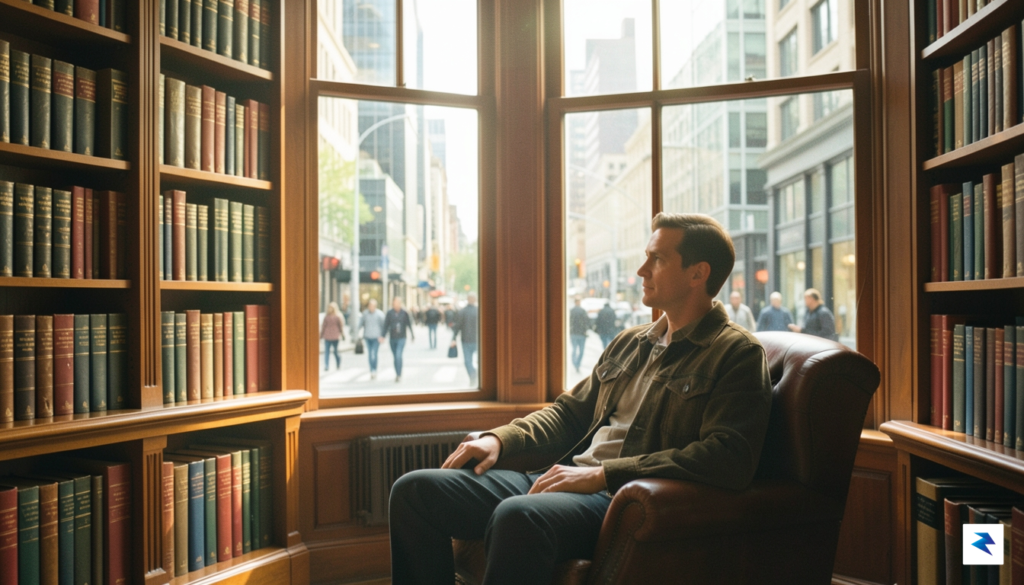 A soft-focus, cinematic portrait of a person sitting in a&hellip;