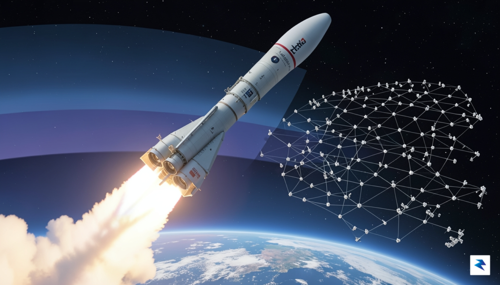 A conceptual digital illustration showing a Rocket Lab Electron rocket&hellip;