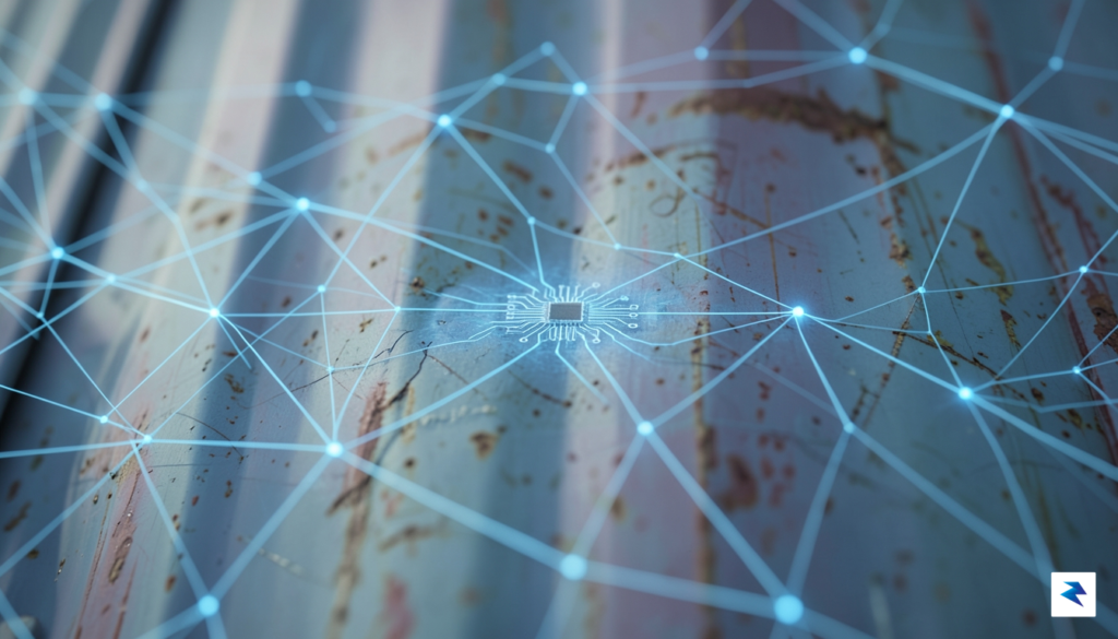 A close-up, high-tech photograph showing a microscopic, ultra-thin tracking sensor&hellip;