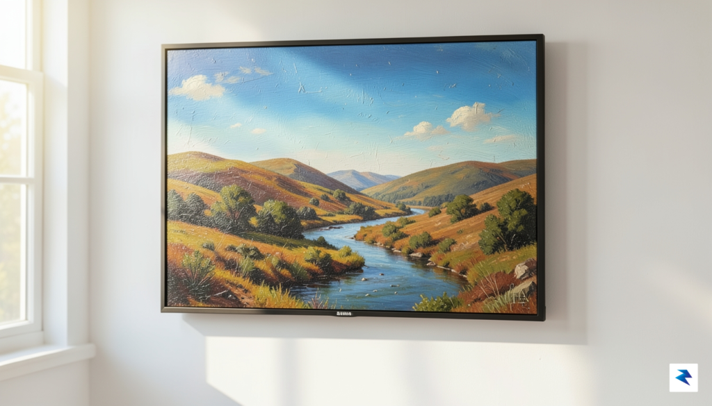 A close-up, high-resolution shot showing a Samsung The Frame Pro&hellip;