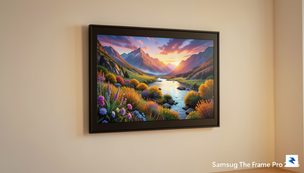 A close-up shot of a sleek Samsung The Frame Pro&hellip;