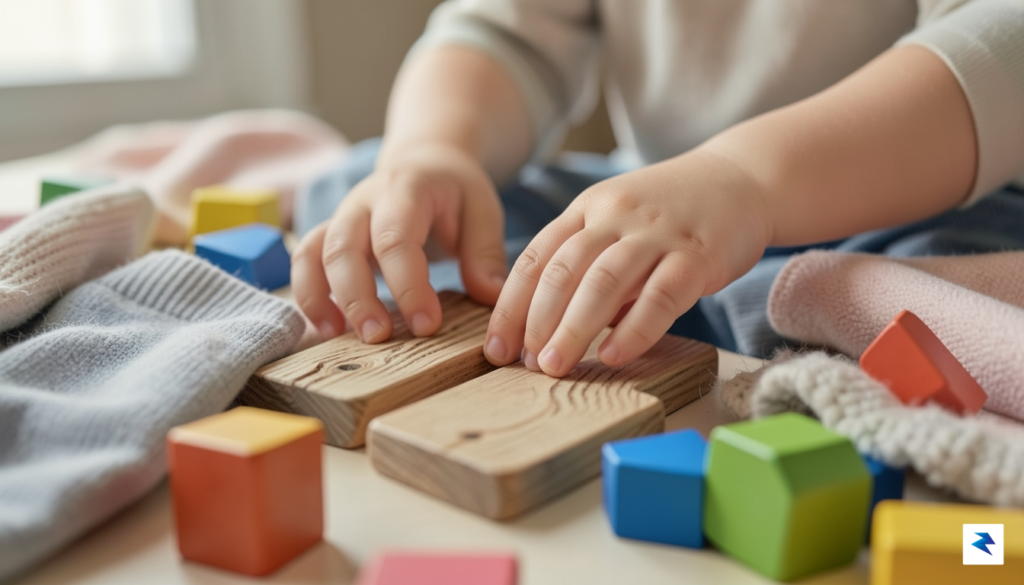 A close-up, high-resolution photograph of a toddler&rsquo;s hands exploring a&hellip;