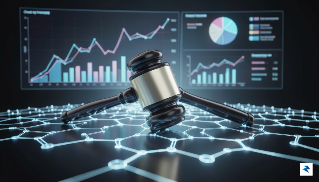 A conceptual digital illustration showing a glass gavel resting on&hellip;