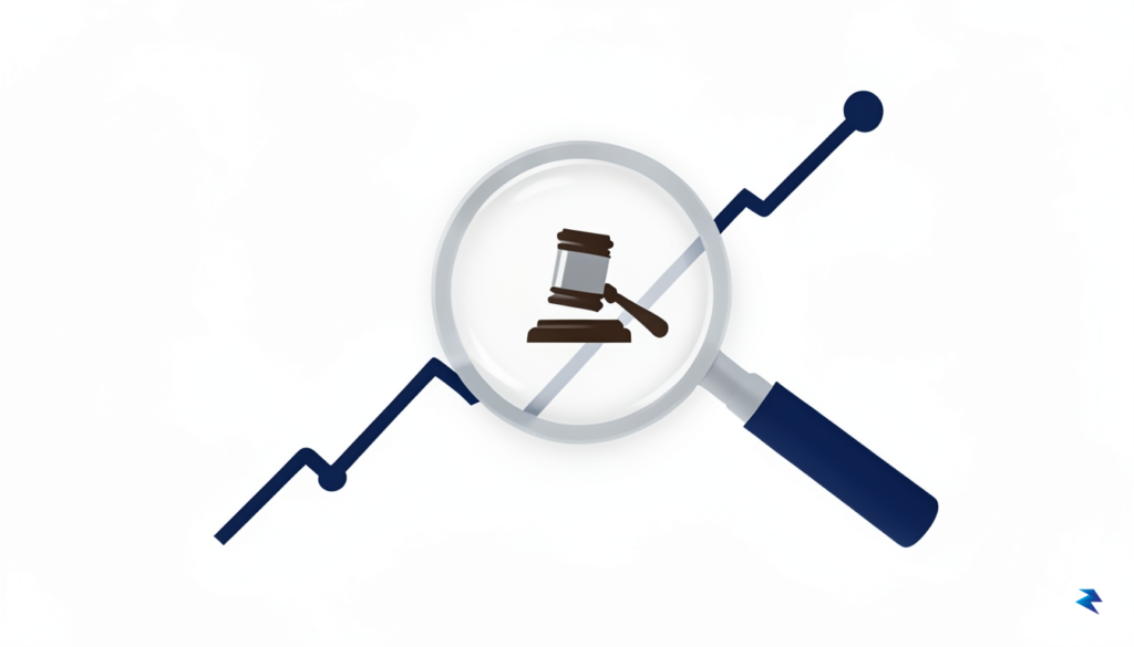 A modern, minimalist digital graphic showing a downward-trending stock market&hellip;