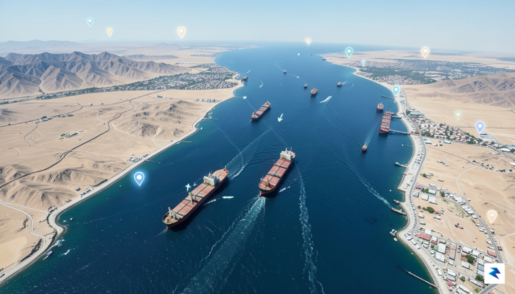 A high-resolution satellite view of the Strait of Hormuz, showing&hellip;