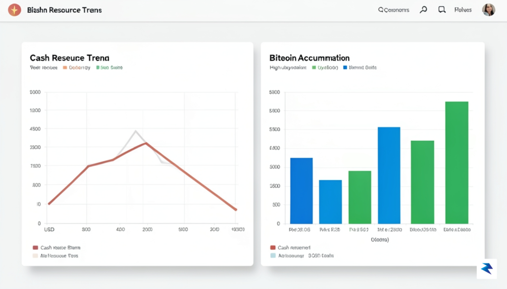 A professional financial dashboard showing a downward trend line on…