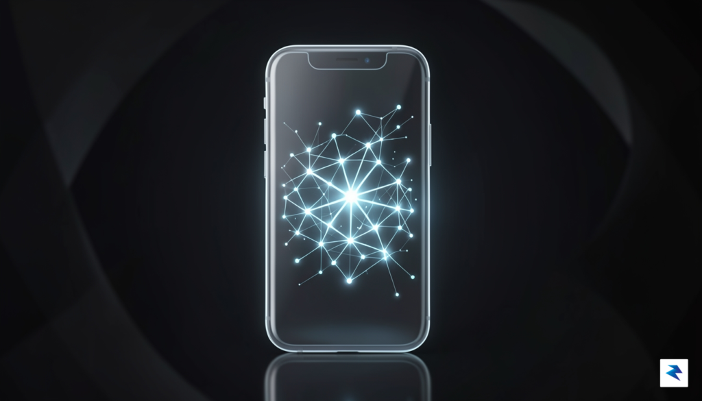 A conceptual digital illustration showing a glowing neural network confined…