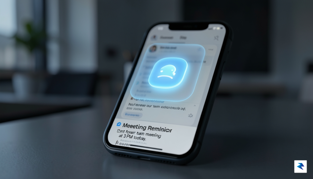 A high-quality, cinematic close-up of an iPhone screen showing a…