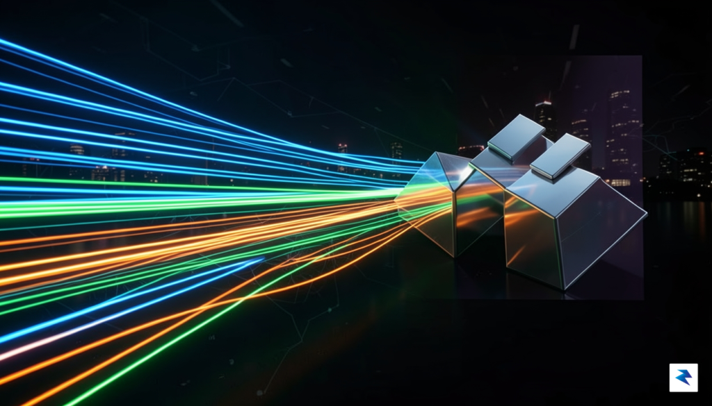 A conceptual digital art piece showing a high-speed motion blur…