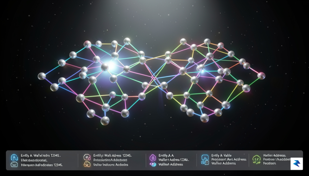 A 3D data visualization showing interconnected nodes and clusters on&hellip;