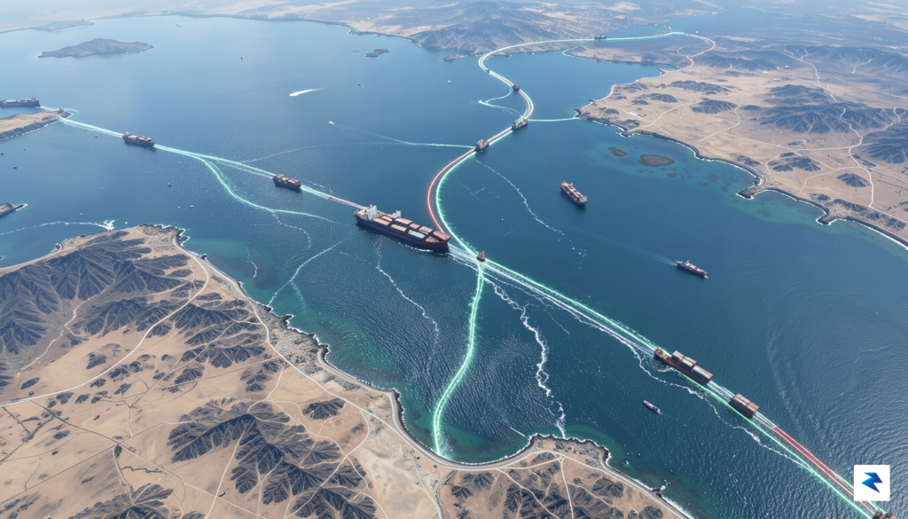 A satellite view of the Strait of Hormuz showing the&hellip;