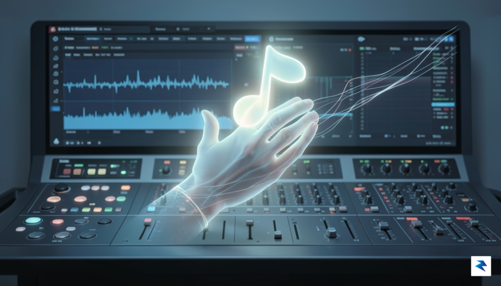 A conceptual digital art piece showing a glowing, ethereal music&hellip;