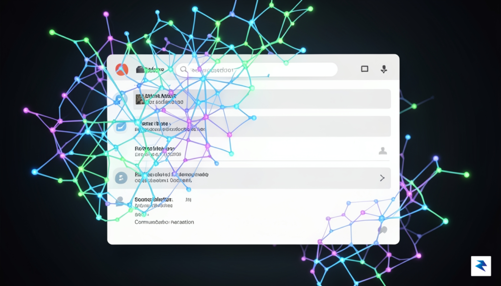 A conceptual digital illustration showing a glowing neural network pattern…