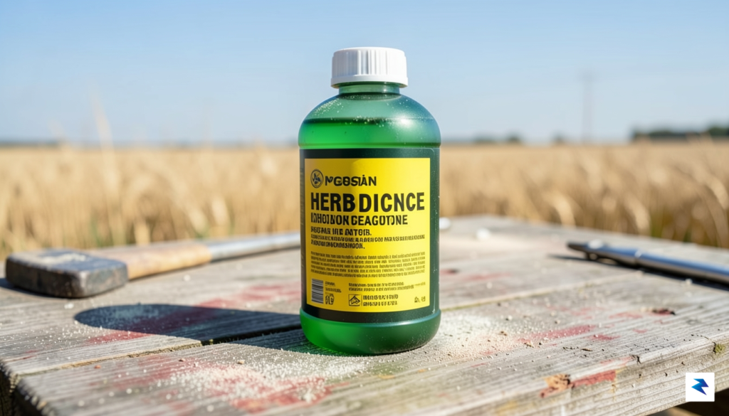 A close-up, high-resolution photograph of a bottle of professional-grade herbicide&hellip;