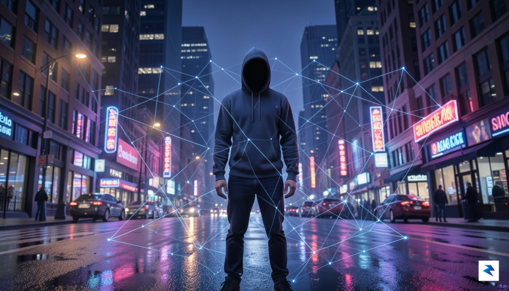 A conceptual digital illustration showing a person standing in a&hellip;