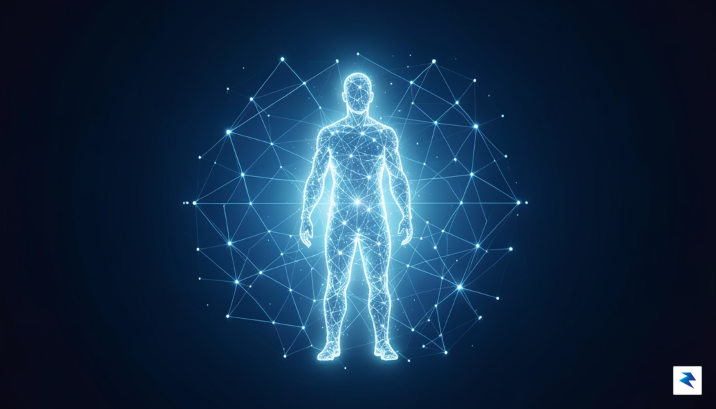 A conceptual digital illustration showing a glowing human silhouette surrounded&hellip;